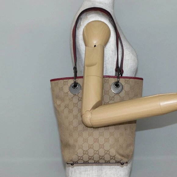 GUCCI GG Canvas Tote Bag Beige Silver 120840 - Picture 13 of 15